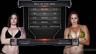 Busty Lesbians Wrestling as Bella Rossi Fights Sophia Locke