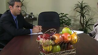 Eating out her super seductive blonde colleagues pussy just so she feels better