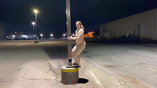 Camille Naked in a parking lot