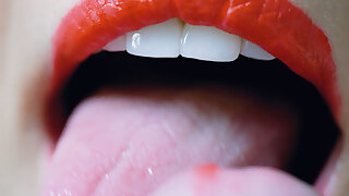 Close-Up RED Lipstick Blowjob